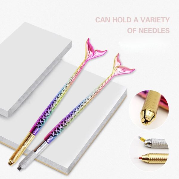 Rainbow Mermaid Gold Head Microblading Manual Pen